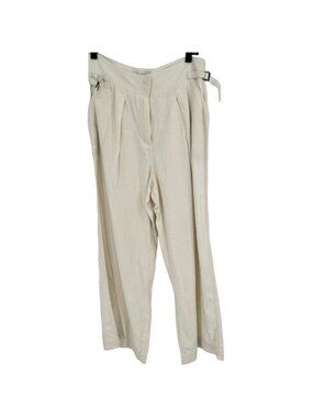 Max Studio Wide Leg Linen Blend Pants High waist Women's ivory Size XL new $98